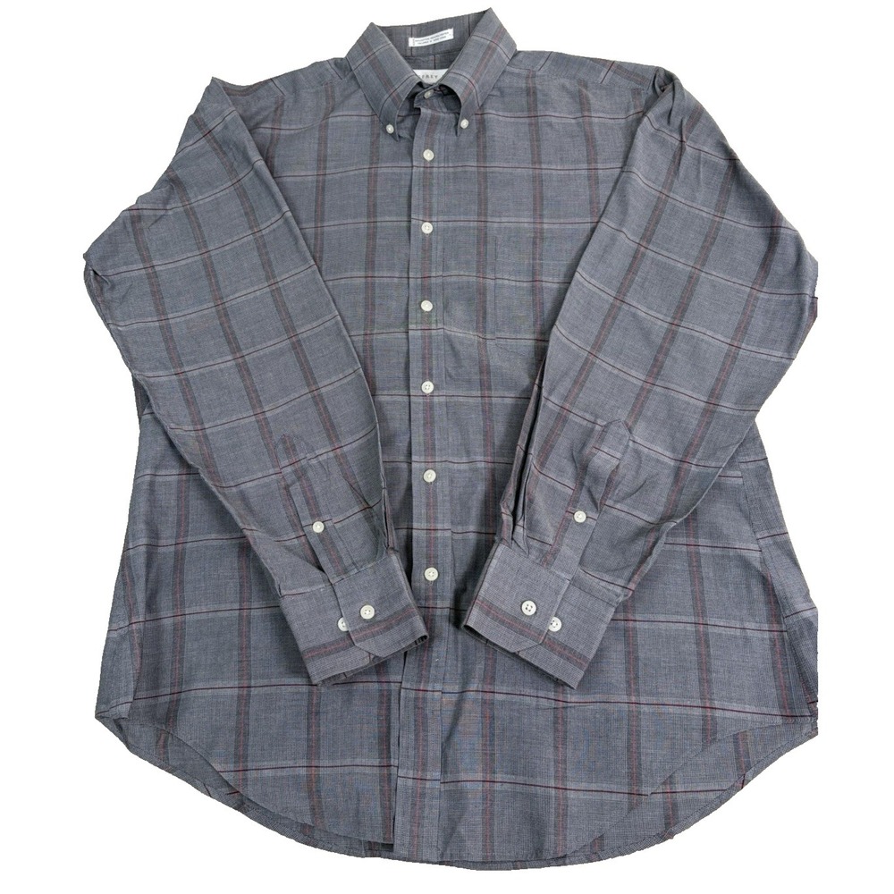 Vtg Geoffrey Beene Men's‎ Polyester Long Sleeve Button Down Gray Sz 16 34/35 M/L